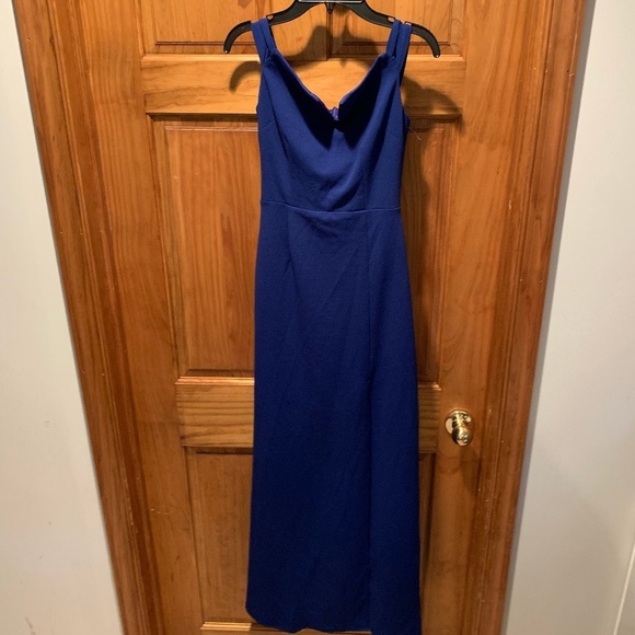 Tha Fashion Poet V-neck Sleeveless Gown in Royal Blue XS - Picture 2 of 7